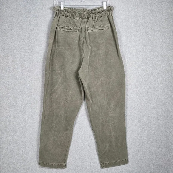 Free People Women Medium Margate Pleated Paperbag Trouser Pant Faded Sugar Kelp - Picture 3 of 6